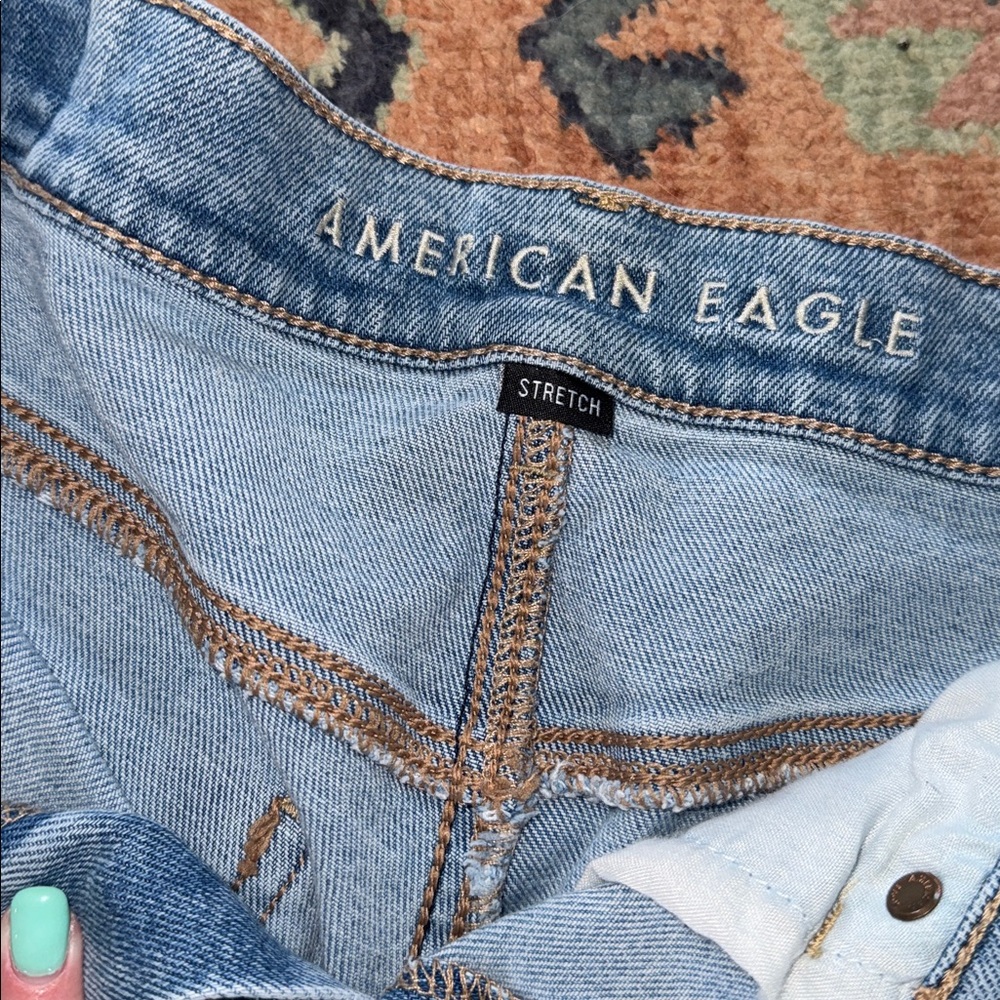 American Eagle Light Wash Denim Cutoff Shorts - Picture 3 of 5
